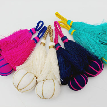 Caribbean Green and Yellow Pumpkin Tassels, Latkan, Indian Tassels